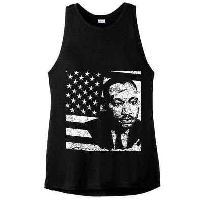 Martin Luther King Jr Distressed MLK Flag Ladies PosiCharge Tri-Blend Wicking Tank