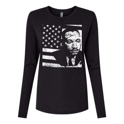 Martin Luther King Jr Distressed MLK Flag Womens Cotton Relaxed Long Sleeve T-Shirt