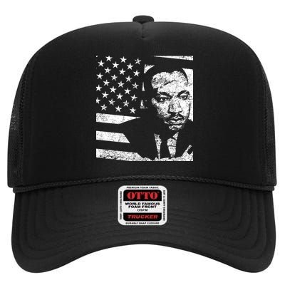 Martin Luther King Jr Distressed MLK Flag High Crown Mesh Back Trucker Hat