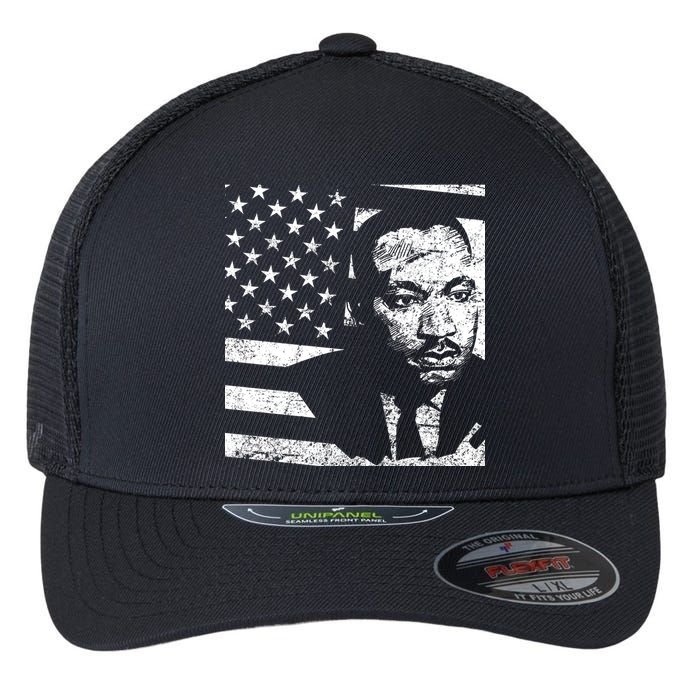 Martin Luther King Jr Distressed MLK Flag Flexfit Unipanel Trucker Cap