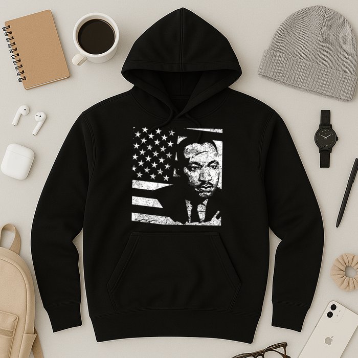 Martin Luther King Jr Distressed MLK Flag Hoodie