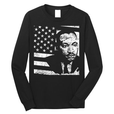 Martin Luther King Jr Distressed MLK Flag Long Sleeve Shirt