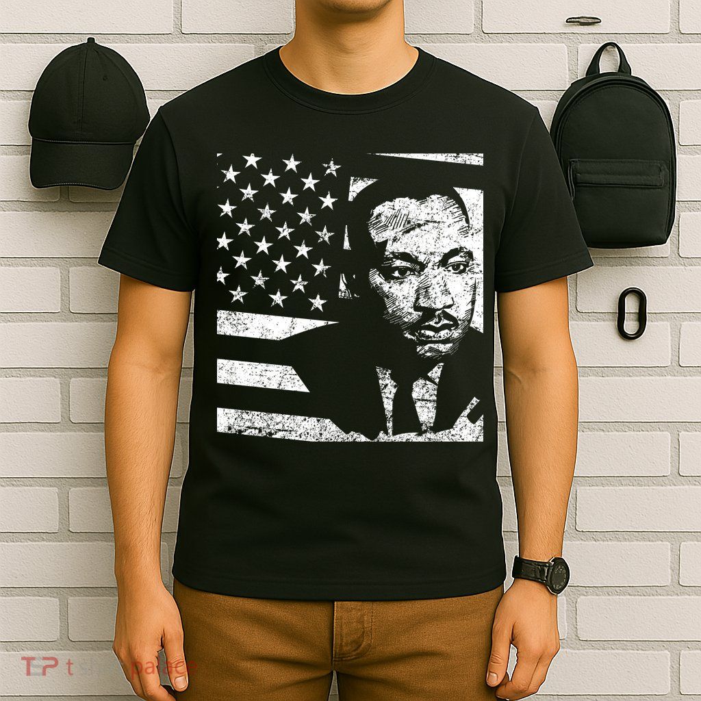 Martin Luther King Jr Distressed MLK Flag T-Shirt