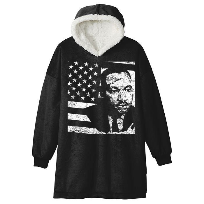 Martin Luther King Jr Distressed MLK Flag Hooded Wearable Blanket