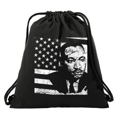 Martin Luther King Jr Distressed MLK Flag Drawstring Bag
