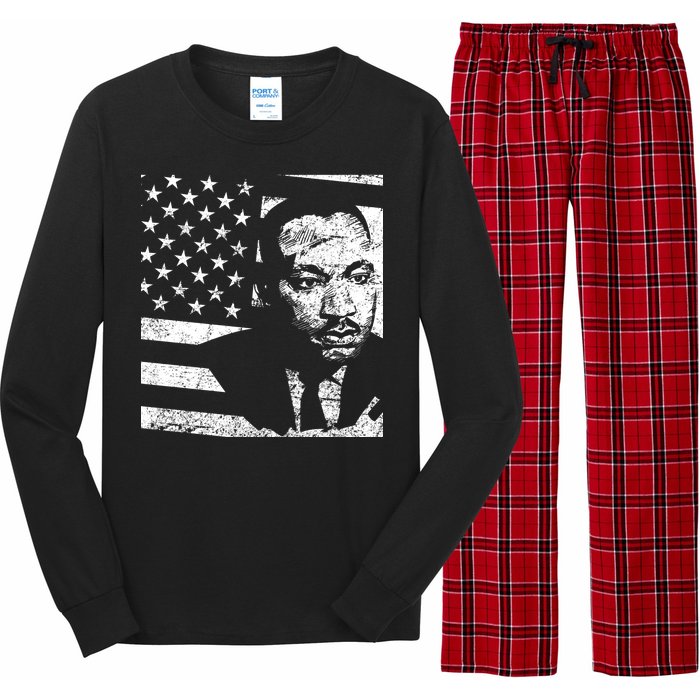 Martin Luther King Jr Distressed MLK Flag Long Sleeve Pajama Set