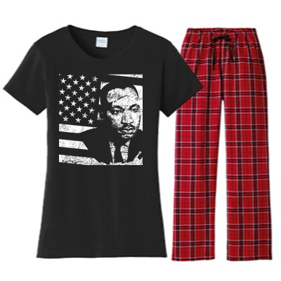 Martin Luther King Jr Distressed MLK Flag Women's Flannel Pajama Set