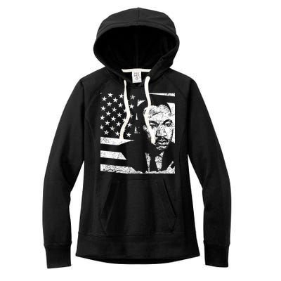 Martin Luther King Jr Distressed MLK Flag Women's Fleece Hoodie