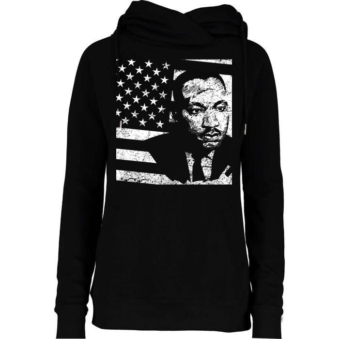 Martin Luther King Jr Distressed MLK Flag Womens Funnel Neck Pullover Hood