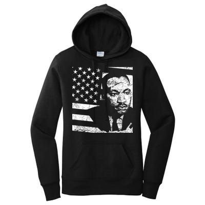 Martin Luther King Jr Distressed MLK Flag Women's Pullover Hoodie