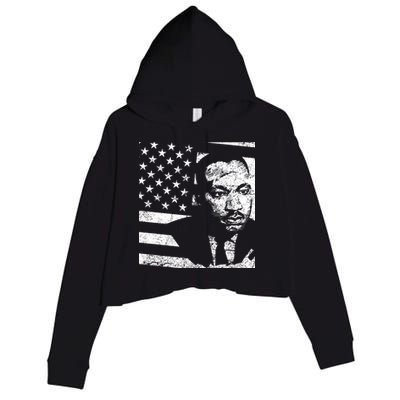 Martin Luther King Jr Distressed MLK Flag Crop Fleece Hoodie