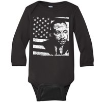 Martin Luther King Jr Distressed MLK Flag Baby Long Sleeve Bodysuit