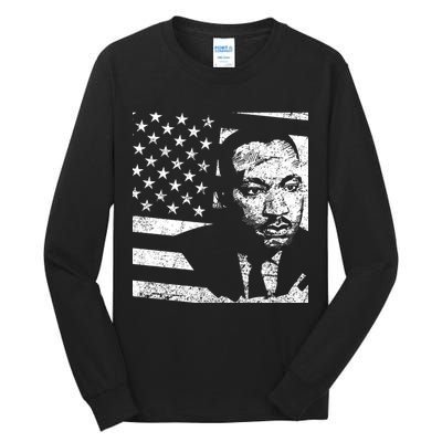 Martin Luther King Jr Distressed MLK Flag Tall Long Sleeve T-Shirt