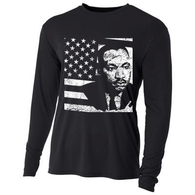 Martin Luther King Jr Distressed MLK Flag Cooling Performance Long Sleeve Crew