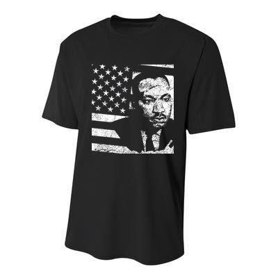 Martin Luther King Jr Distressed MLK Flag Youth Performance Sprint T-Shirt