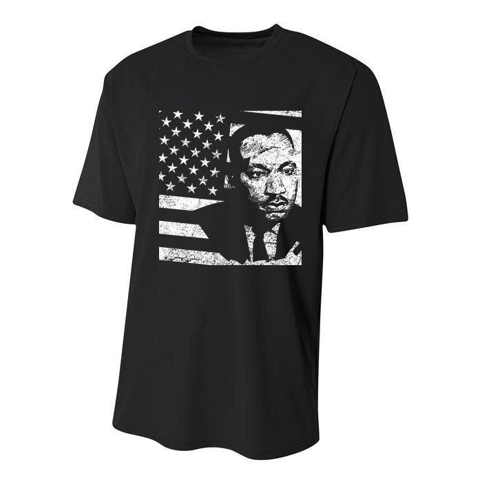 Martin Luther King Jr Distressed MLK Flag Youth Performance Sprint T-Shirt