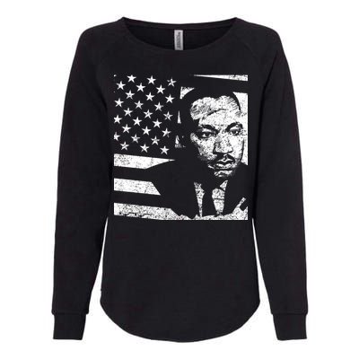 Martin Luther King Jr Distressed MLK Flag Womens California Wash Sweatshirt