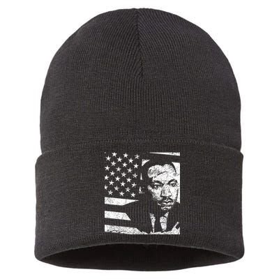 Martin Luther King Jr Distressed MLK Flag Sustainable Knit Beanie