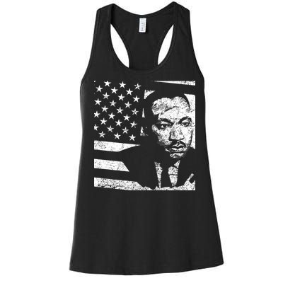 Martin Luther King Jr Distressed MLK Flag Women's Racerback Tank