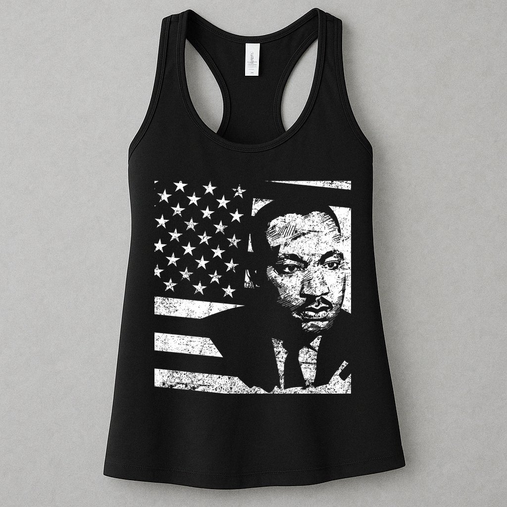 Martin Luther King Jr Distressed MLK Flag Womens Tank Top