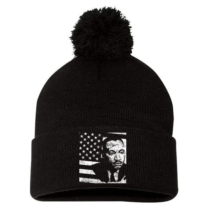 Martin Luther King Jr Distressed MLK Flag Pom Pom 12in Knit Beanie