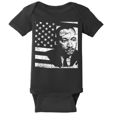 Martin Luther King Jr Distressed MLK Flag Baby Bodysuit