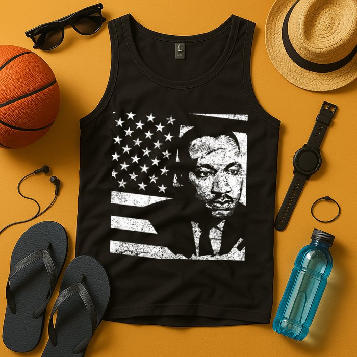 Martin Luther King Jr Distressed MLK Flag Tank Top