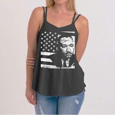 Martin Luther King Jr Distressed MLK Flag Women's Strappy Tank