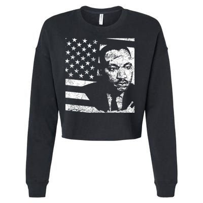 Martin Luther King Jr Distressed MLK Flag Cropped Pullover Crew