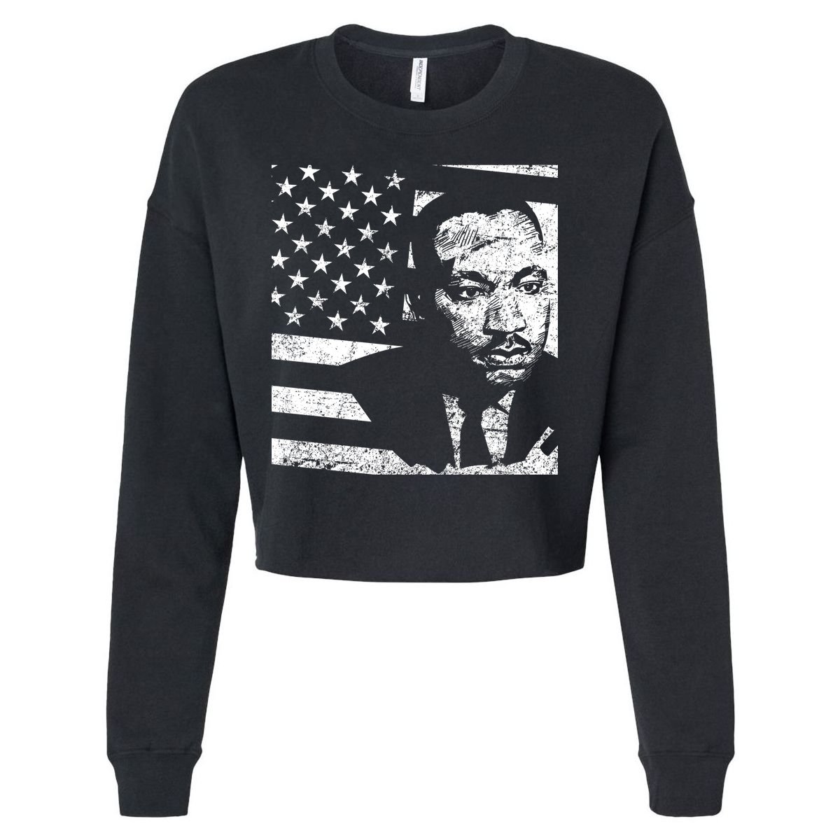 Martin Luther King Jr Distressed MLK Flag Cropped Pullover Crew