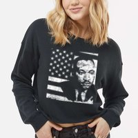 Martin Luther King Jr Distressed MLK Flag Cropped Pullover Crew