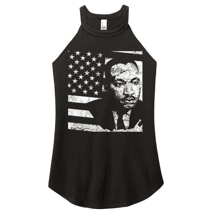 Martin Luther King Jr Distressed MLK Flag Women's Perfect Tri Rocker Tank