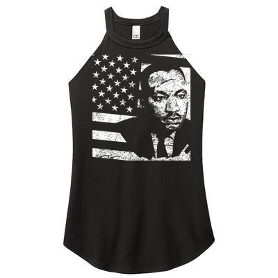 Martin Luther King Jr Distressed MLK Flag Women's Perfect Tri Rocker Tank