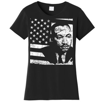 Martin Luther King Jr Distressed MLK Flag Women's T-Shirt