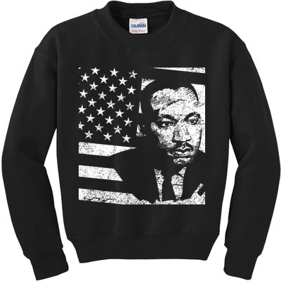 Martin Luther King Jr Distressed MLK Flag Kids Sweatshirt