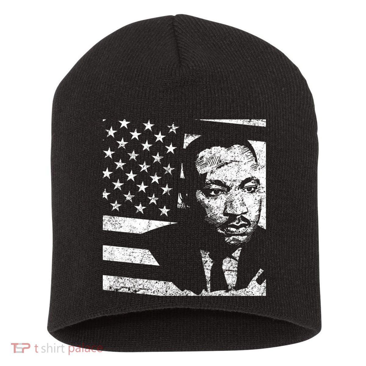 Martin Luther King Jr Distressed MLK Flag Short Acrylic Beanie