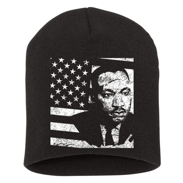 Martin Luther King Jr Distressed MLK Flag Short Acrylic Beanie