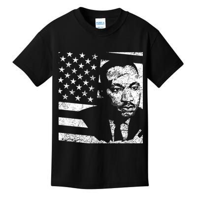 Martin Luther King Jr Distressed MLK Flag Kids T-Shirt