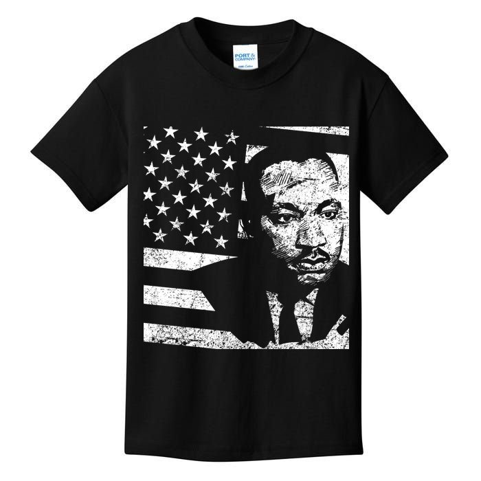 Martin Luther King Jr Distressed MLK Flag Kids T-Shirt