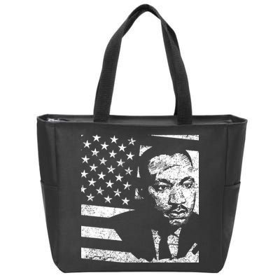 Martin Luther King Jr Distressed MLK Flag Zip Tote Bag