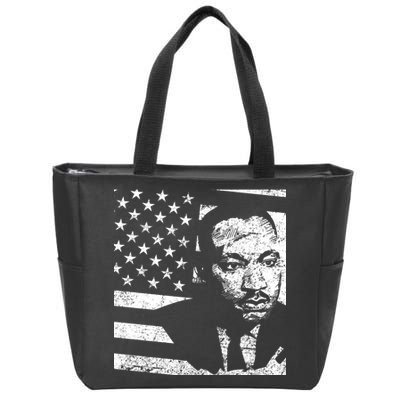 Martin Luther King Jr Distressed MLK Flag Zip Tote Bag