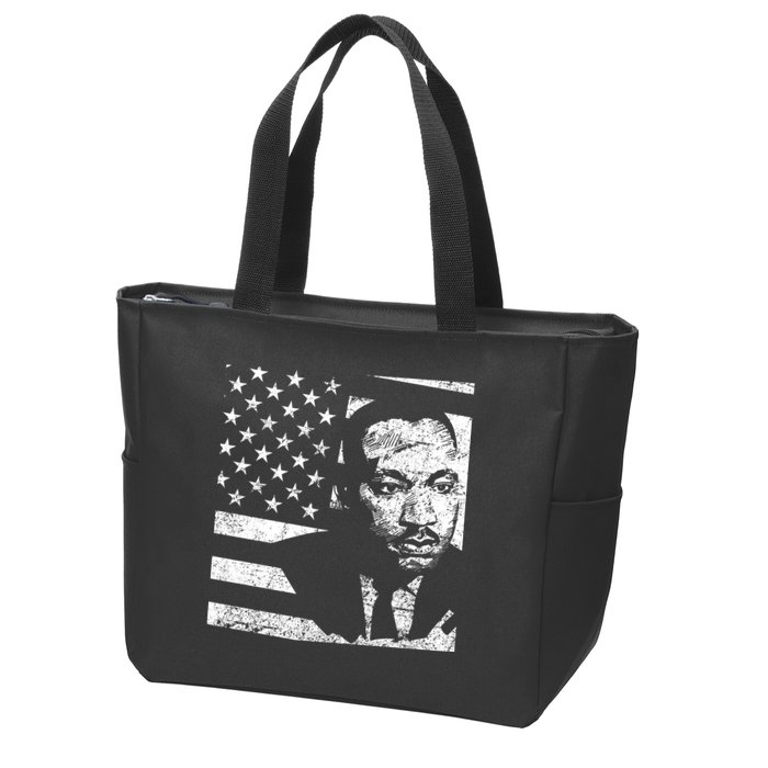 Martin Luther King Jr Distressed MLK Flag Zip Tote Bag