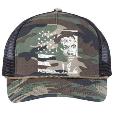 Martin Luther King Jr Distressed MLK Flag Retro Rope Trucker Hat Cap