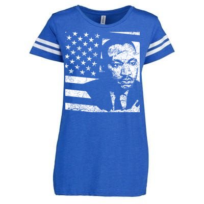 Martin Luther King Jr Distressed MLK Flag Enza Ladies Jersey Football T-Shirt