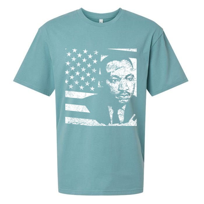 Martin Luther King Jr Distressed MLK Flag Sueded Cloud Jersey T-Shirt