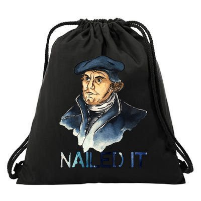Martin Luther Nailed It Paint Stroke Drawstring Bag
