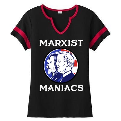 Marxist Maniacs Pro Trump Conservatives Ladies Halftime Notch Neck Tee