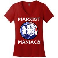 Marxist Maniacs Pro Trump Conservatives Women's V-Neck T-Shirt