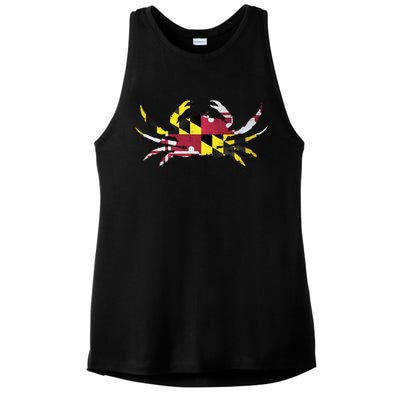 Maryland Flag Crab Ladies PosiCharge Tri-Blend Wicking Tank