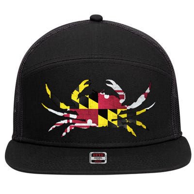 Maryland Flag Crab 7 Panel Mesh Trucker Snapback Hat